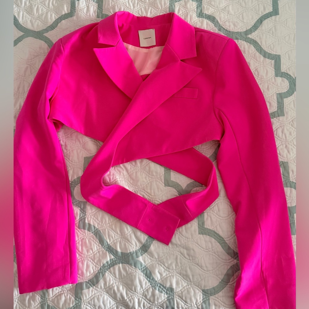 Vibrant Pink Cropped Blazer